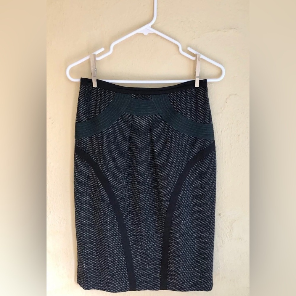 ETRO Wool Knit Knee Length Pencil Black with Green Size 40/US 4 Italy - Picture 6 of 8